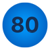 a close up of a blue button with the number 80% in it